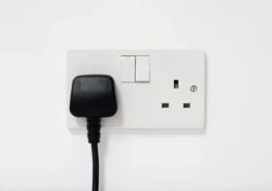 Mauritius plugs: a Type G three-pin plug in a switched wall socket